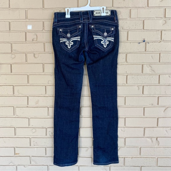 Rock Revival Jeans Women’s 24 Blue Heather Straight Dark Wash Southern Bling - Picture 1 of 12